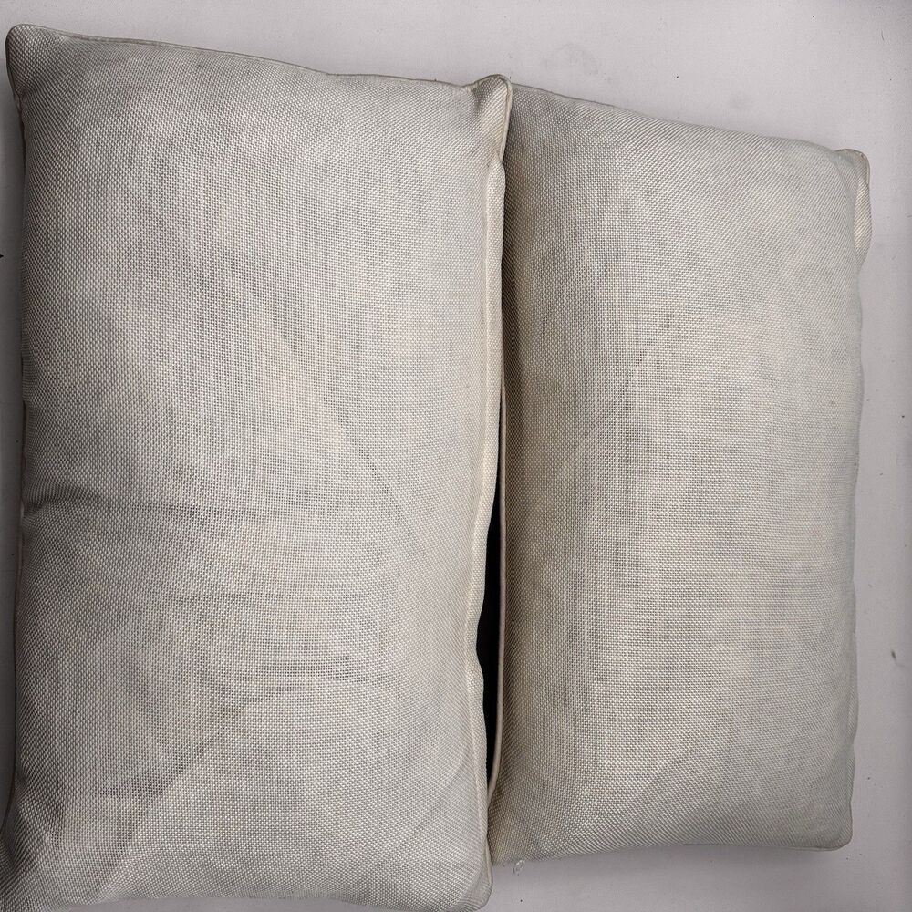 Set Of 2 Feather Down Accent Throw Pillows Gray Textured 19x11 Removable Covers - Picture 4 of 7